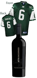 New York Jets Sanchez Replica Jersey and a Bottle of Jets Uncorked